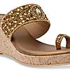 Rocia By Regal Antique Gold Women One Toe Kundan Work Platforms