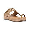 Rocia Beige Women Kolhapuri Flat Comfort Sandals