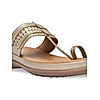 Rocia Gold Women Kolhapuri Flat Comfort Sandals