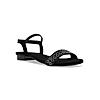 Rocia Black Women Diamante Studded Flat Sandals