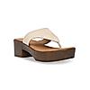 Rocia Beige Women Textured Block Heel Sandals