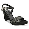 ROCIA Black Women Shimmer High Block Heel Sandals