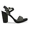 ROCIA Black Women Shimmer High Block Heel Sandals