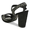 ROCIA Black Women Shimmer High Block Heel Sandals