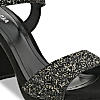 ROCIA Black Women Shimmer High Block Heel Sandals