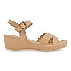 ROCIA Beige Women Patent Wedge Sandals