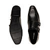Imperio Black Men Double Monk Strap Leather Shoes