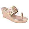 Rocia Rose Gold Women Hand Embroidered Ethnic Wedges