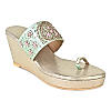 Rocia Green Women Hand Embroidered Ethnic Wedges