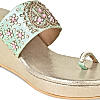 Rocia Green Women Hand Embroidered Ethnic Wedges