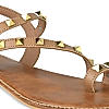 Rocia Camel Women Studded Flat Sandals