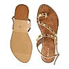 Rocia Camel Women Studded Flat Sandals