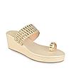 Rocia Gold Women One Toe Pearl Embroidered Wedges