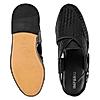 Imperio Black Men Woven Leather Slip On Sandals