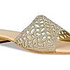 Rocia Light Gold Women Diamond Embellished Sliders