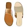 Rocia Light Gold Women Diamond Embellished Sliders