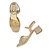 Rocia Gold Women Diamond Embellished Block Heel Sandals