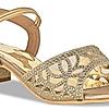 Rocia Gold Women Diamond Embellished Block Heel Sandals