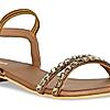 Rocia Antique Gold Women Diamante Studded Flat Sandals