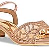 Rocia Rose Gold Women Diamond Embellished Block Heel Sandals