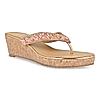 Rocia Rose Gold Women Embroidered Thong Wedges