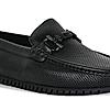 Imperio By Regal Black Men Textured Leather Buckled Loafers