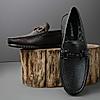 Imperio By Regal Black Men Textured Leather Buckled Loafers