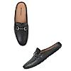 Imperio By Regal Black Men Textured Leather Buckled Mules