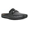 Imperio By Regal Black Men Textured Leather Buckled Mules