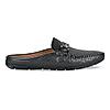 Imperio By Regal Black Men Textured Leather Buckled Mules