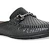 Imperio By Regal Black Men Textured Leather Buckled Mules