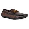 Imperio By Regal Coffee Men Textured Leather Buckled Loafers