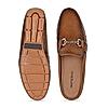 Imperio By Regal Tan Men Textured Leather Buckled Mules