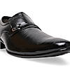 Regal Black Men Textured Patent Slip Ons