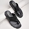 Imperio By Regal Black Men Leather One Toe Sandals