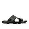 Imperio By Regal Black Men Leather One Toe Sandals