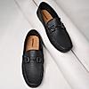 Imperio By Regal Black Men Leather Buckled Driving Loafers