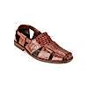 Regal Brown Men Textured Leather Ethnic Sandals