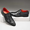 RUOSH BLACK MEN MONK-STRAP SHOES