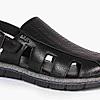 LEE COOPER BLACK MENS LEATHER FISHERMAN SANDALS