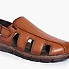 LEE COOPER TAN MENS LEATHER FISHERMAN SANDALS