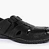 LEE COOPER BLACK MENS LEATHER FISHERMAN SANDALS