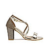 Rocia Gold  criss cross strap block heels