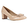 Rocia Beige patent pump with bow top