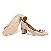 Rocia Beige patent pump with bow top