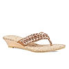 Rocia Champagne gold T-strap with  stone work wedge