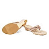Rocia Champagne gold T-strap with  stone work wedge