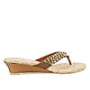 Rocia Antique gold T-strap with  stone work wedge
