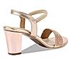 Rocia Champagne stone work strap block heels with sling back