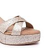 Rocia Gold Shimmer Cross Strap Block Heels